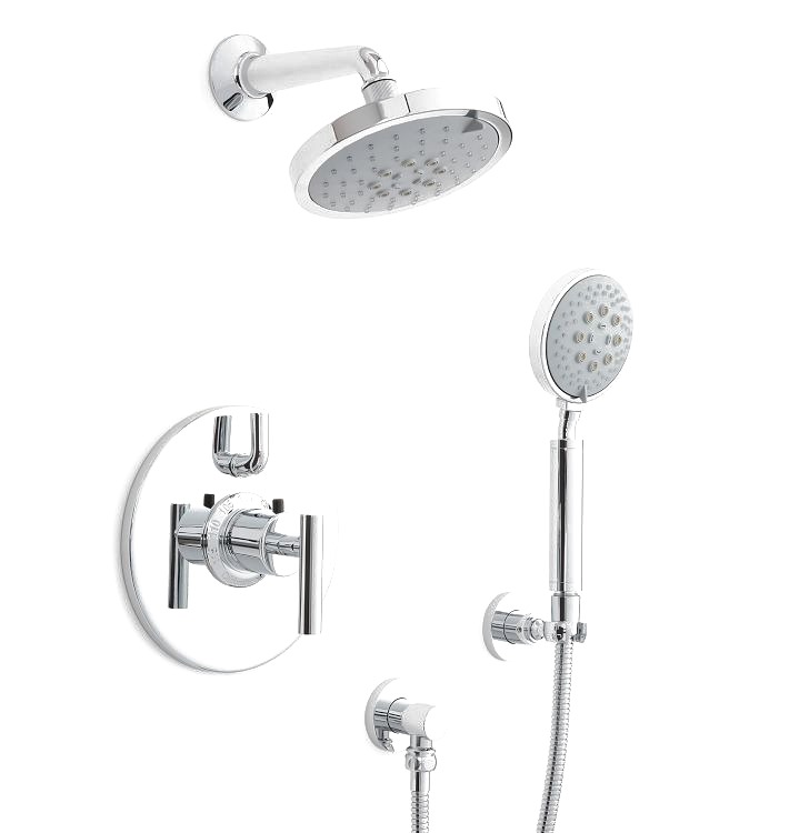Rejuvenation Tiburon thermostatic shower system in luxury bathroom